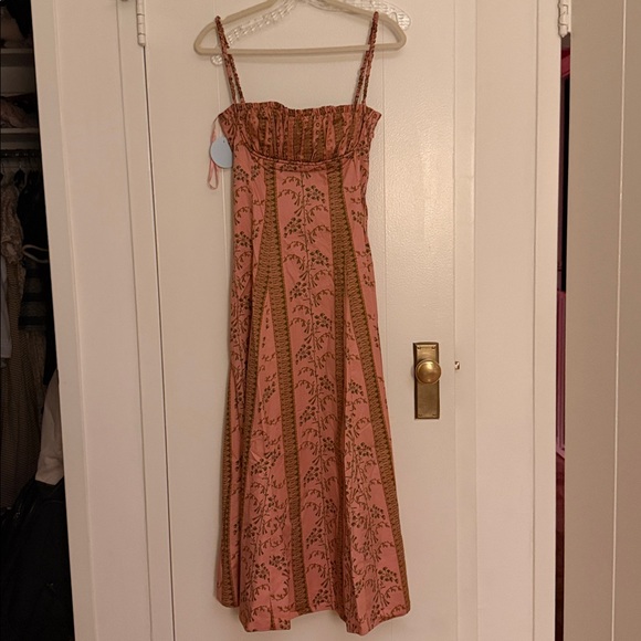 Hill House Home Maisie Dress Small Rust Dandelion Floral stripe - Picture 4 of 7